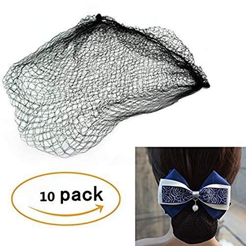 KKTech Pack of 15pcs Hair Nets Invisible Elastic Edge Mesh Hairnet 50cm(15pcs) (Black)