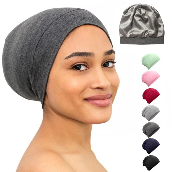 Silk Bonnet Adjustable Satin Bonnet for Curly Hair Night Cap Hair Cover Sleep Bonnet for Men Satin Lined Sleep Cap for Black Women Satin Hair Bonnets for Sleeping Hat for Women Beanie Silk Head wrap