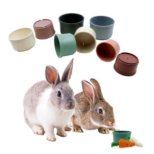 KYHSOM 8 Pcs Stacking Cups for Rabbits -2pcs Rabbit Toys Radish- Different Sizes and Colors of Reusable Bunny Stacking Cups,Small Animals Safe Plastic Foraging Play Rabbit Stacking Cups.10PCS