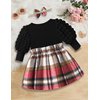 Qaoerde Baby Girl Dresses 0-3 Months Baby Girl Dress Puff Sleeve Red Plaid Dress Ribbed Baby Dresses 0-3 Months Newborn Dresses Baby Girl Fall Dress Baby Girl Winter Dress Christmas Outfit