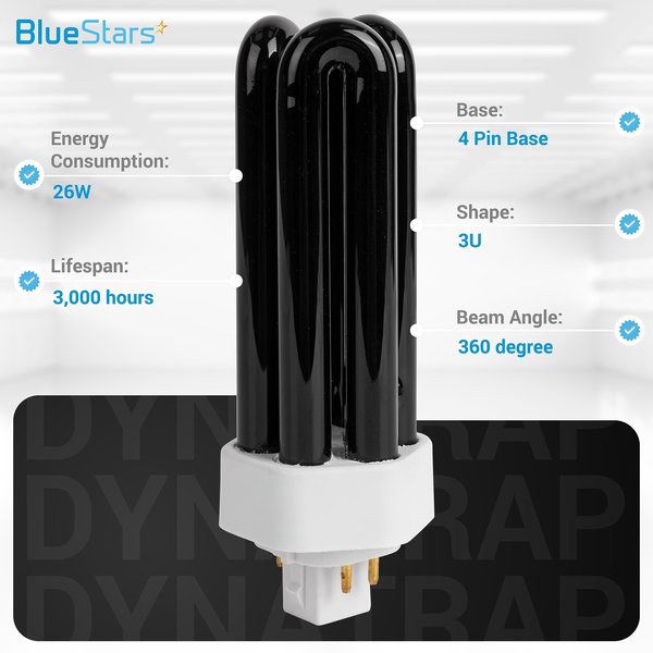 BlueStars Premium Quality 26W 3U 43050 4 Pin Base Replacement Bulbs for DynaTrap Indoor Models DT1750 and DT1775 - Pack of 4