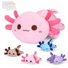 5 Pieces Axolotl Stuffed Animals for Girls, 1 Big Pink Mommy Axolotl with 4 Mini Babies, Soft Plush Toys for Kids 3 4 5 6 7 8 9 Years, for Baby, Toddler, Girls, Boy