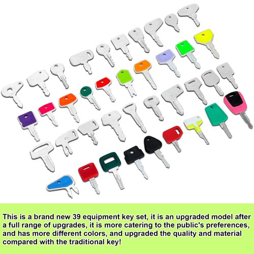 WAH LIN PARTS 39 Heavy Equipment Construction Master Ignition Keys Set for JLG Caterpillar Volvo JCB JD Bobcat Terex Hyster Genie Case Komatsu Indak Kubota and More