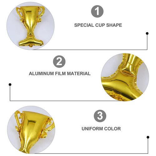 ABOOFAN 5Pcs Gold Foil Balloons Trophy Mylar Balloons for Basketball Football Soccer Anniversary Birthday Party Decor Supplies