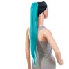 SWACC 28-Inch Long Straight Claw Clip Ponytail Extensions Synthetic Hair Extensions Ponytail Jaw Clip Hair Pieces for Women (Teal Blue)