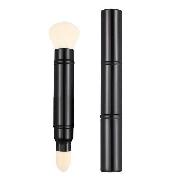 Falliny Makeup Brushes, Dual-ended Retractable Foundation Powder Sunscreen Brush, Travel Face Blush Concealer Brush with Cap for Blush, Bronzer, Buffing, Highlighter, Flawless Powder Cosmetics