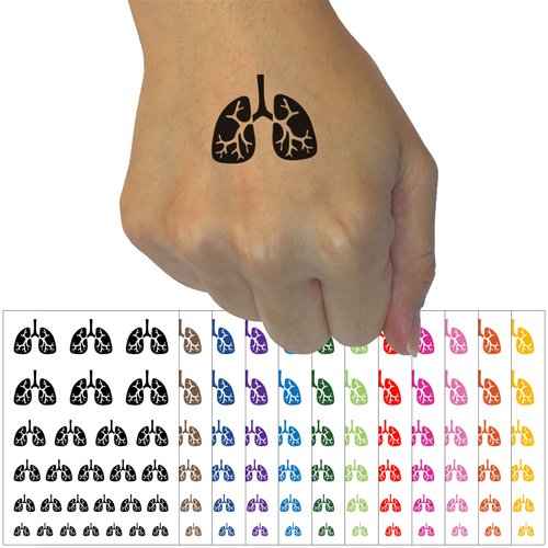 Lungs Anatomy Organ Body Part Temporary Tattoo Water Resistant Fake Body Art Set Collection - Light Green (One Sheet)