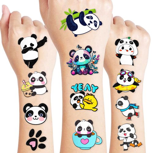 Panda Temporary Tattoos for Kids Themed Panda Birthday Party Supplies, Decorations, and Gifts for Kids Super Cute 80PCS Tattoos Stickers for Girls and Boys, Classroom Prizes, Christmas Fun