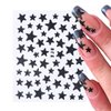 Stars Nail Art Stickers 3D Star Glitter Nail Design Decals Black White Gold Sliver Pink Red Stars Nail Stickers for Nail Art Supplies Independence Day Stars Charms Stickers for Nail Decoration-10 Pcs