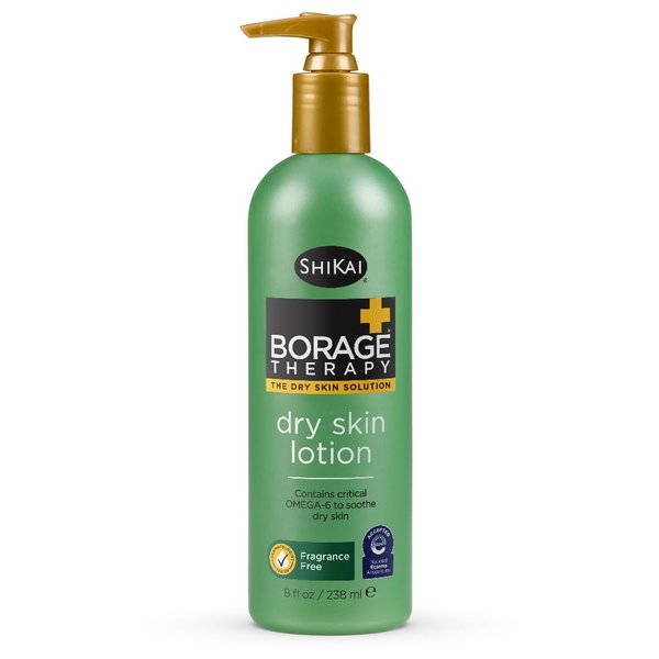 ShiKai Borage Therapy Dry Skin Lotion Body Moisturizer (8 oz) Unscented Skincare | Hydrating Lotion for Dry Hands & Body | With Oatmeal & Shea butter