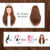Mannequin Head Human Hair 22"-24" Female 100% Human Hair Mannequin Head Hair Styling Cosmetology Manikin Head Doll Head for Hairdresser with Free Clamp Holder and Tools