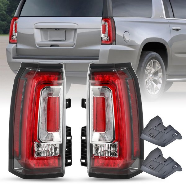 JSBOYAT LED Tail Light Fits for 2015-2020 GMC Yukon/Youkon XL Outer Rear Taillight Assembly with Bulbs OE Direct Replacement Brake Tail Lamp Pair