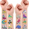 100 PCS Roller Skate Skating Temporary Tattoos Themed Birthday Party Favors Decorations Supplies Decor Retro 80s 90s Disco Skateboard Tattoo Stickers Gifts For Boys Girls Class Prizes Carnival