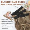 Dorsanee Clip in Hair Extensions 20 Inch 4pcs Ash Brown Mixed Ash Blonde Long Wavy Highlight Synthetic Hair Extensions Double Weft Hairpiece for Women