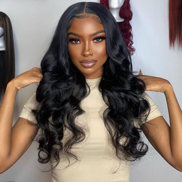 MENTOR Glueless Wigs Human Hair Wear and Go Glueless Wig for Beginner Pre Plucked Pre Cut Lace Front Wigs Body Wave 6x4 HD Lace Closure Wig Human Hair for Black Women 200% Density 20 inch