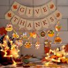 Thanksgiving Decorations, Give Thanks Banner, Thanksgiving Banner Party Decorations with 12pcs Hanging Swirls, Fall Banner with Turkey Decorations for Home Outdoor Indoor Office Classroom, Fall