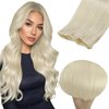 Full Shine Genius Weft Hair Extensions Hand Tied Weft Human Hair Extensions Color White Blonde Hair Extensions Hand Tied Weft Human Hair Extensions Remy Straight Hair Weft Extensions 18 Inch 80G