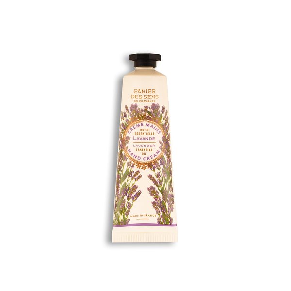 Panier des Sens - Hand Cream for Dry Cracked Hands and Skin – Lavender Mini Hand Lotion, Moisturizer, Mask - With Shea Butter and Olive Oil - Hand Care Made in France 97% Natural Ingredients – 1 floz