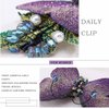 Haomye Butterfly Hair Clips Rhinestone Hairpins Embroidered Barrettes Hair Accessories Wedding Headpiece Small Hair Clips Women and Girls 1PCS (Purple)