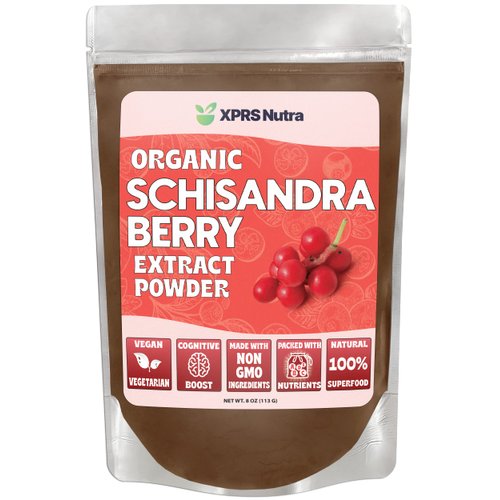 XPRS Nutra Organic Schisandra Berry Powder Extract - Premium USDA Organic Schisandra Powder for Cognition and Immunity - Vegan Friendly Berry Superfood (8 oz)