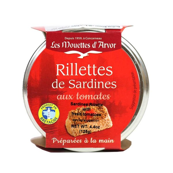Les Mouettes d' Arvor, Sardine Rillettes with Tomatoes, 125g Jar