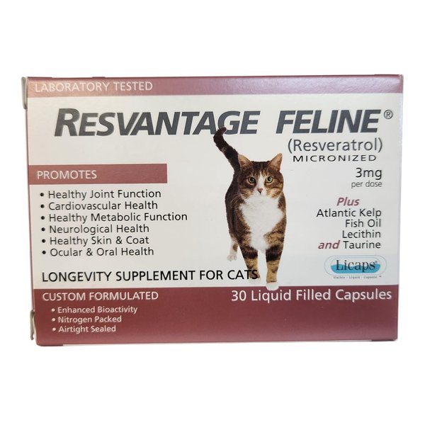 RESVANTAGE Feline - Resveratrol - The Longevity Supplement for Cats - 30 Capsules