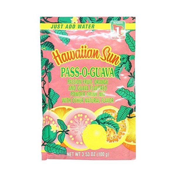 Hawaiian Sun Pass-O-Guava Powder Drink Mix 3.53 oz (Pack of 3 Bags)