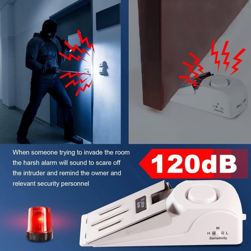 KERUI Upgraded Door Stop Alarm with Portable Door Lock 120 dB Travel Door Stopper Door Wedge Alarm with 3 Levels Sensitivity for Hotel, Home, Apartment