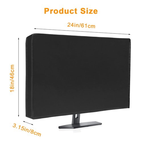 Waterproof Computer Monitor Dust Cover, Luxiv Black Full Body Cover for Computer Screen Anti-Static LCD-Silky HD Panel Dust Cover 24W X 18H X 3.2D
