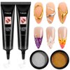 Fcozpjk 3D Sculpting Gel for Nail Art, 2PCS 10g Clear 3D Nail Art Gel Liner Nail Polish Carving Modeling Gel for Nail Design, 5D Embossed Gel Candy Gel with Gold Silver Chrome Nail Powder Kit