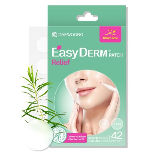 EasyDerm Relief Invisible Patch(42 counts) I Contains 10,000ppm of Tea Tree Oil, Pimple Patch, Ultra-slim 0.1mm, Waterpoof, Korean Pimple Patches