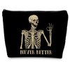 ignytiger Goth Skull Makeup Bag, Funny Goth Skeleton Spooky Skull Cosmetic Bag for Women, Halloween Witch Bag Gifts for Women, Cool Dark Academia Horror Makeup Pouch Bags for Purse