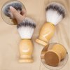 KUMarte Shaving Brushes for Men 3 Pack Travel Shaving Brush Vegan Wood Handle Synthetic Hand Crafted Face Cleaning Tool Father's Day Gifts Shaving Brush