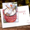 Cocoa Snowman Holiday Card Pack / 25 Winter Wishes Cards Set/Hot Chocolate Marshmallows Design With Inside Verse / 4 5/8" x 6 1/4" Christmas Cards With White Envelopes