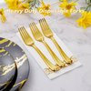 Goodluck 50 Pack Gold Plastic Forks, Heavy Duty Gold Forks Disposable, Gold Plastic Cutlery Perfect for Weddings, Parties, Dinners