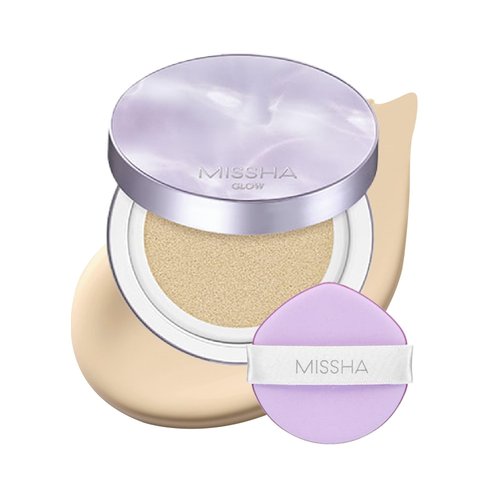 MISSHA Serum Cushion Glow Layering Fit Cushion Foundation No.23 Sand Natural Beige for Neutral Skin Tone, Rich-Texture, Full-Coverage, 24-Hr Hydrating, Triple Glow System
