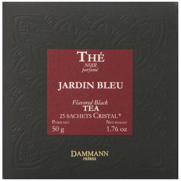 Dammann Freres Sachets, Jardin Bleu Tea Bags, Premium Gourmet French Black Tea, Blend Strawberry, Rhubarb Flavors, 25 Count (Single Pack)