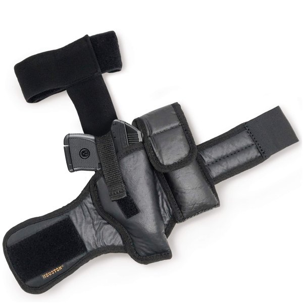 Ankle Gun Holster Concealed Carry - by Houston | Eco Leather | Fits: Most Small 380, Keltec, Ruger LCP, S&W BG, Taurus TCP, Jimenez J.A, Sig P238, Diamond Back | Comfortable to use (Right)