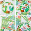 123 Pack Dinosaur Party Supplies Dino Birthday Party Decorations Set Dinosaur Themed Happy Birthday Supplies Include Plates, Napkins, Birthday Banner, Party Tablecloth for 40 Guests