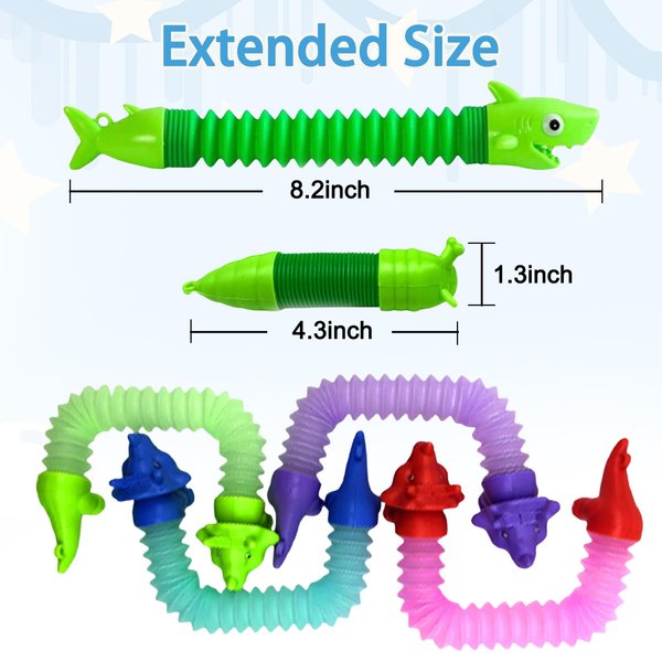 Pop Tubes Fidget Toys 24 Pcs,Party Favors Supplies Birthday Gifts for Kids Adults,Christmas Stocking Goodie Bags Stuffers,Sensory Toys for Anxiety ADHD Stress Relief,Treasure Box Toys Classroom Prizes