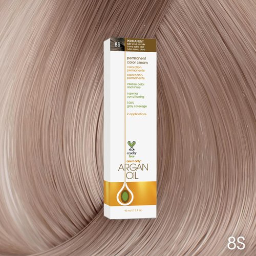 One N' Only Permanent Hair Color - Permanent Hair Dye Made with Argan Oil - Delivers Rich, Accurate Tones with Gray Coverage - Improves Moisture & Elasticity - 8S Light Sand Blonde (3 oz)