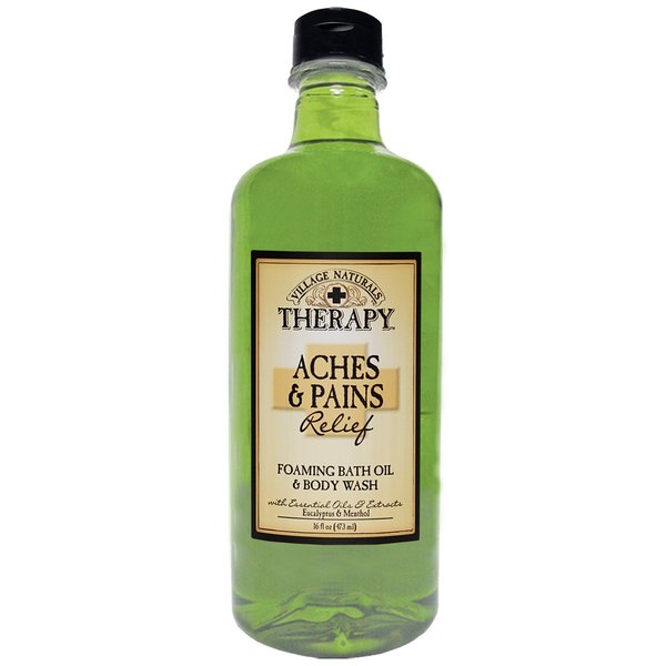Village Naturals Therapy Foaming Bath Oil, Aches and Pains, 16 Ounce