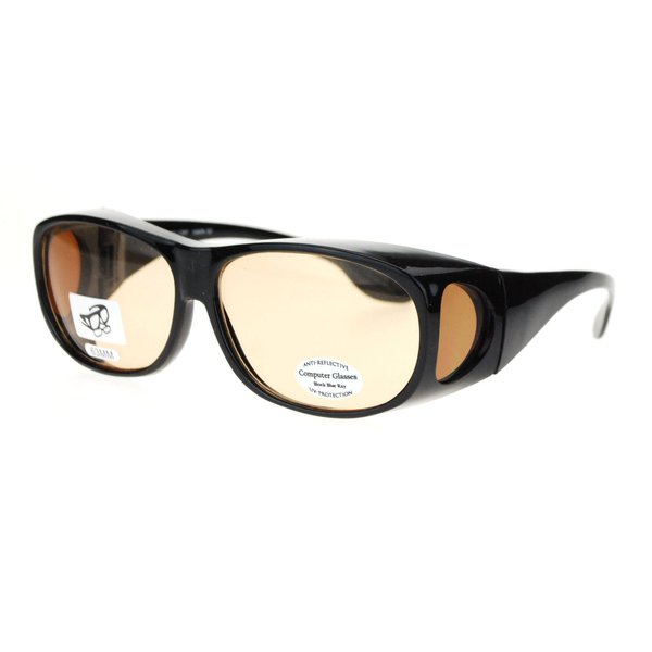 Light Scan Fit Over 63mm UV Vision Protection Anti Reflective Computer Glasses Black