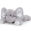 Bearington Baby Lil’ Spout Rattle: 8-Inch Plush Stuffed Gray Elephant Rattle, Shaker Toy with Soft Plush Fur, Floppy Ears and Satin Bow; for Baby Shower or First Birthday