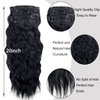 MIMISERVICE Clip in Hair Extensions Long Wavy Black Hair Extensions 4PCS Thick Hairpieces Fiber Double Weft Hair for Women（20inch)