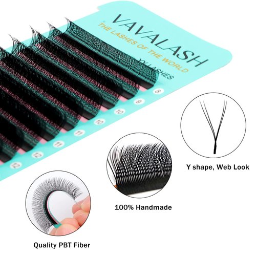 VAVALASH Y Lash Extensions C Curl 0.07mm 8-15mm Mix Tray Easy Premade Volume 4D Fans Eyelash Extension YY Type Natural Volume Lashes Extension Soft Matte Black Lashes (YY-0.07-C-8-15mm)