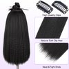 HANNE 22 Inch Kinky Straight Clip Ins Hair Extensions Clip ins for Women 4 Pieces/Lot Yaki Hair Seamless Yaki Clip ins Black Hair Extensions Clip ins for Daily or Party (Black, 22 Inch)
