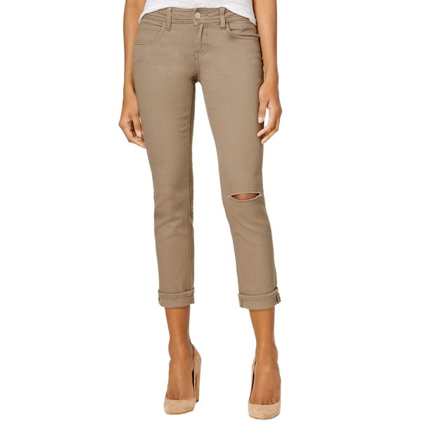 dollhouse Juniors' Colored Ripped Cropped Jeans (Olive Oil, 9)
