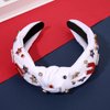 mokkia 4th of July Headband for Women American Flag Star Knotted Headbands Red White and Blue Rhinestone Crystal Top Knot Headbands Patriotic 4th of July Accessories Party Favors (Letter USA 7)