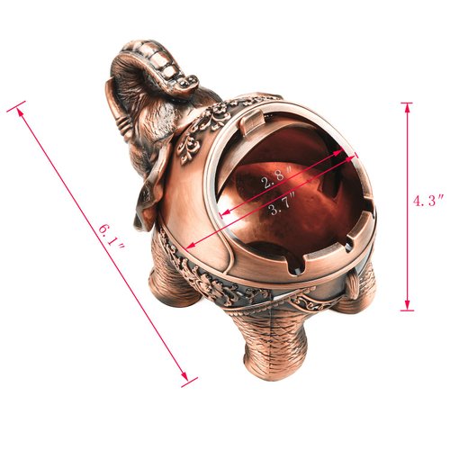 LAUYOO Metal Elephant Ashtray with Lid Windproof Ashtray Outdoor, Indoor Ashtray Ash Tray for Weed, Vintage Practical Decoration Ashtrays for Cigarettes Great Gift for Men Women